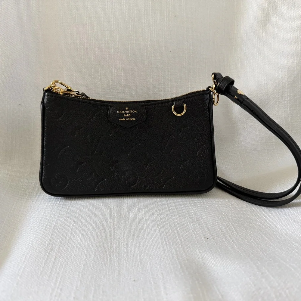 Louis Vuitton Black Embossed Wristlet Clutch with Gold Hardware - Picture 2 of 3